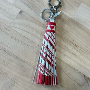 Brighton Boho Red and White Tassel Keychain NWT